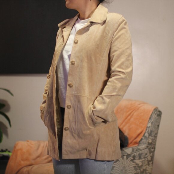Leather Jacket  Suede Trench Coat - Picture 2 of 16